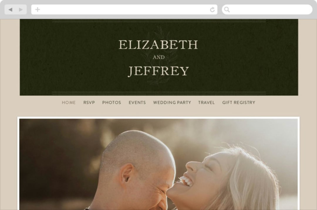 "delicate seal" - Wedding Website in Olive by Lindsay Stetson Thompson - Desktop Design