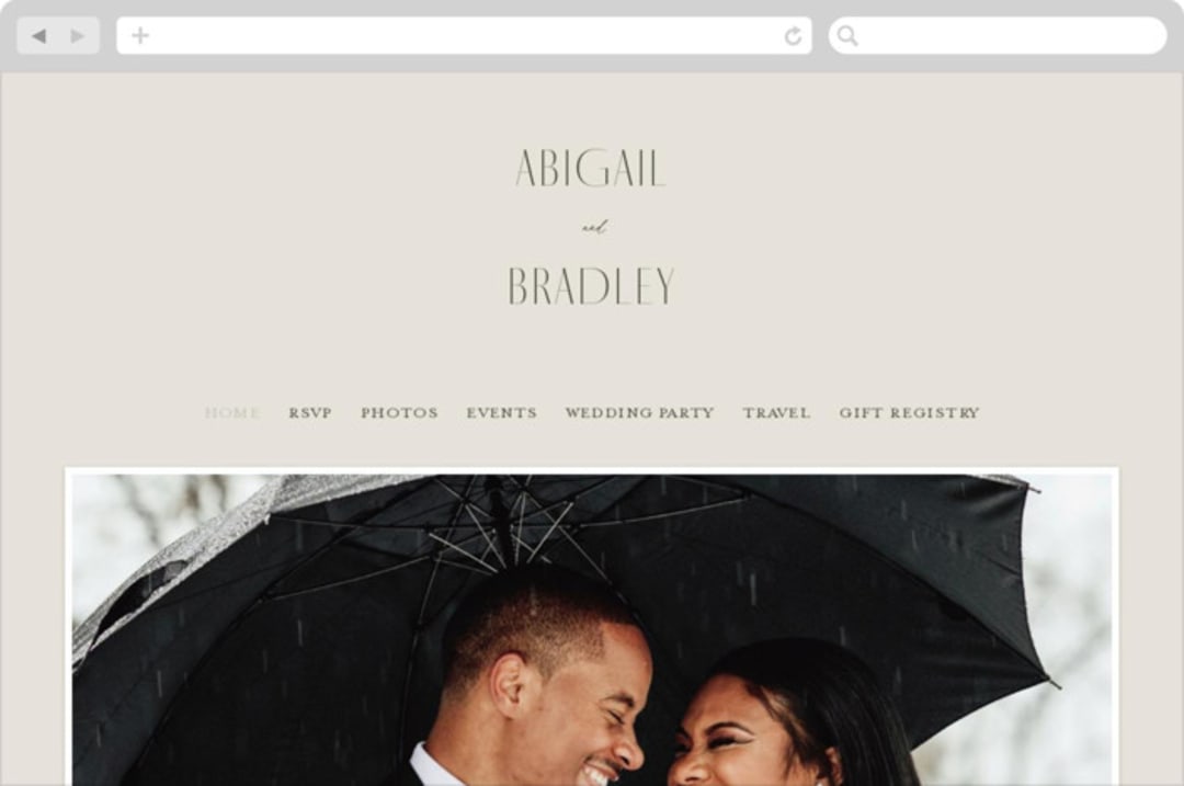 "Moderne" - Wedding Website in Graphite by Everett Paper Goods - Desktop Design