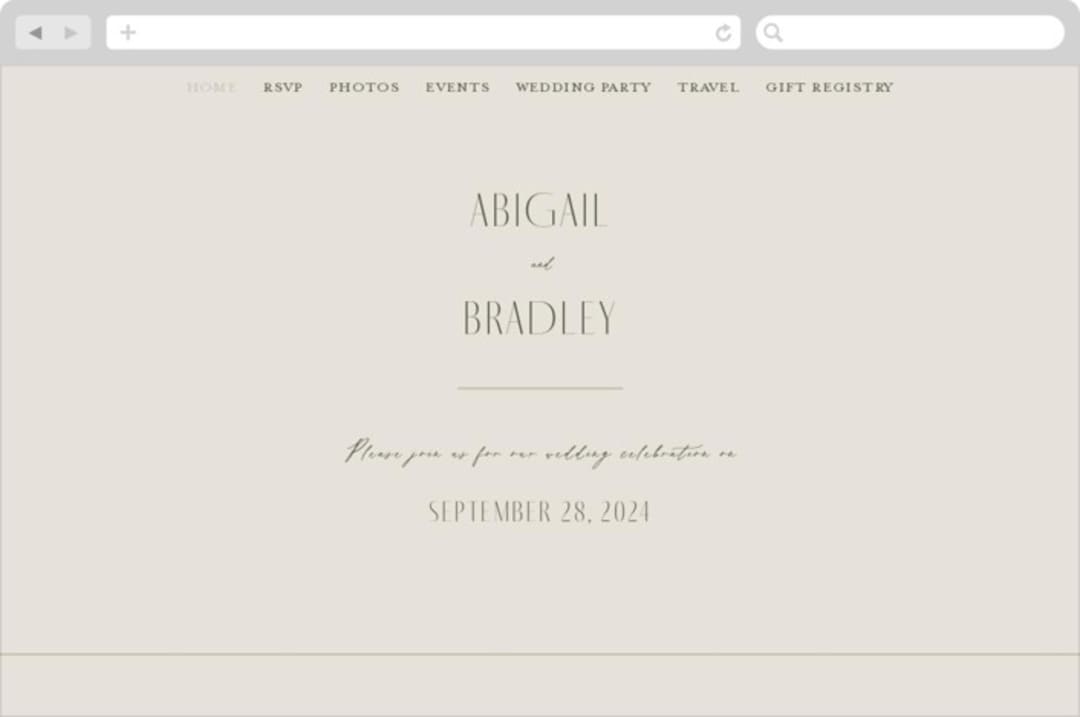 "Moderne" - Wedding Website in Graphite by Everett Paper Goods - Desktop Design