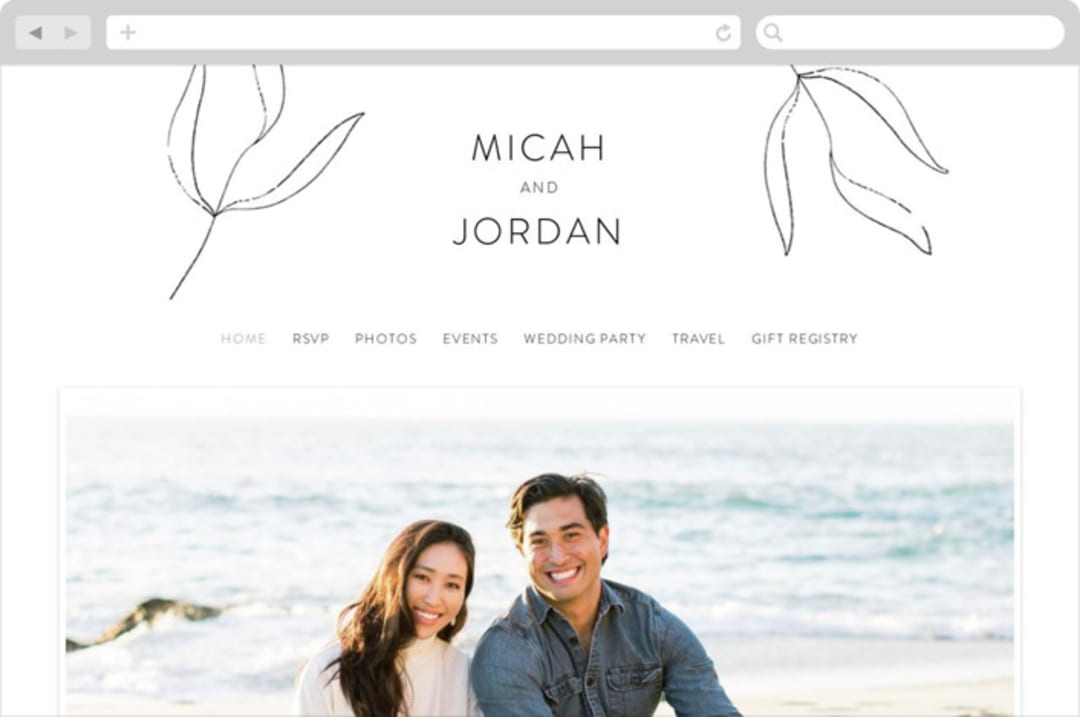 "Denali" - Wedding Website in Linen by Carly Reed Walker - Desktop Design