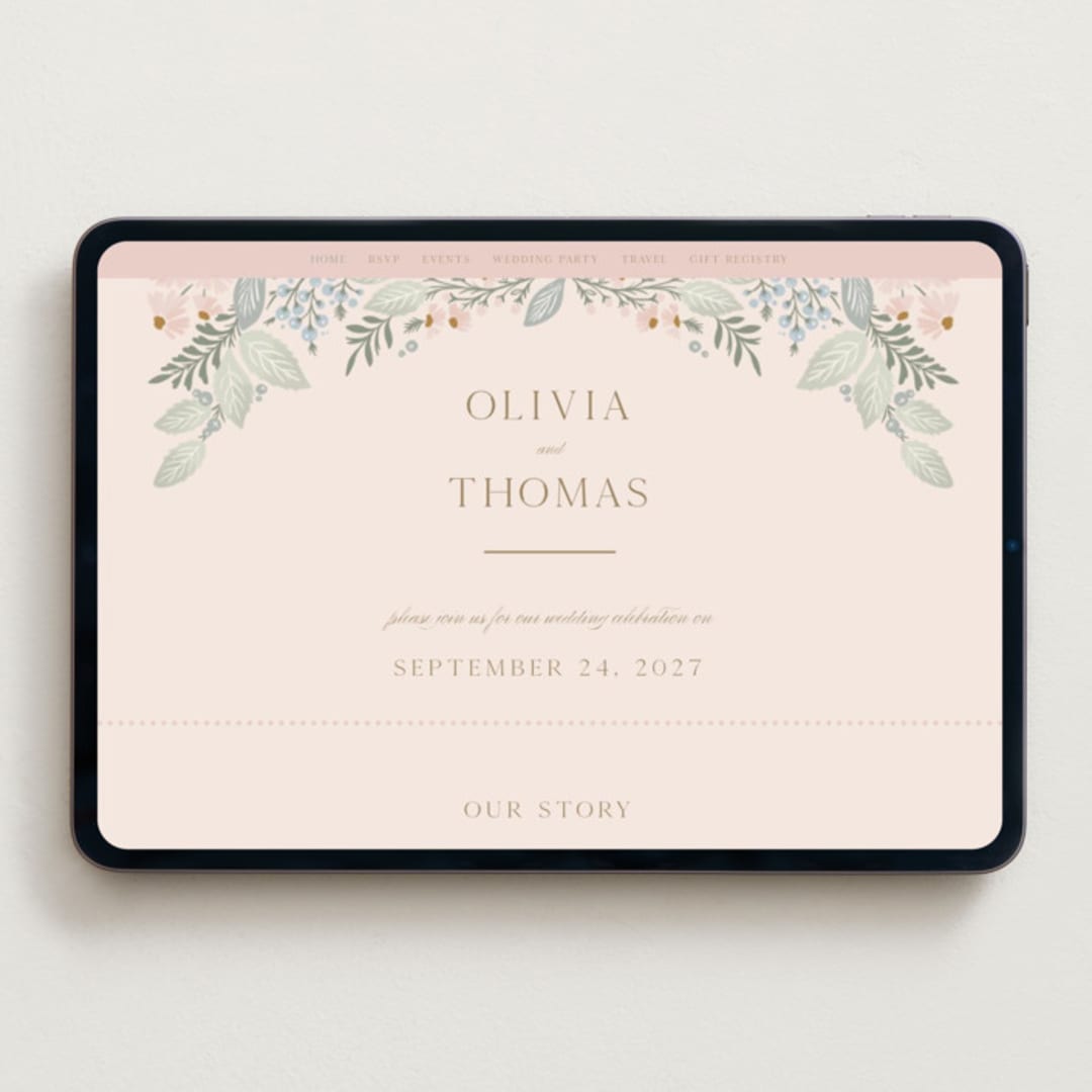 "Wild Flora" - Wedding Website in Blossom by Kristen Smith - Desktop Design