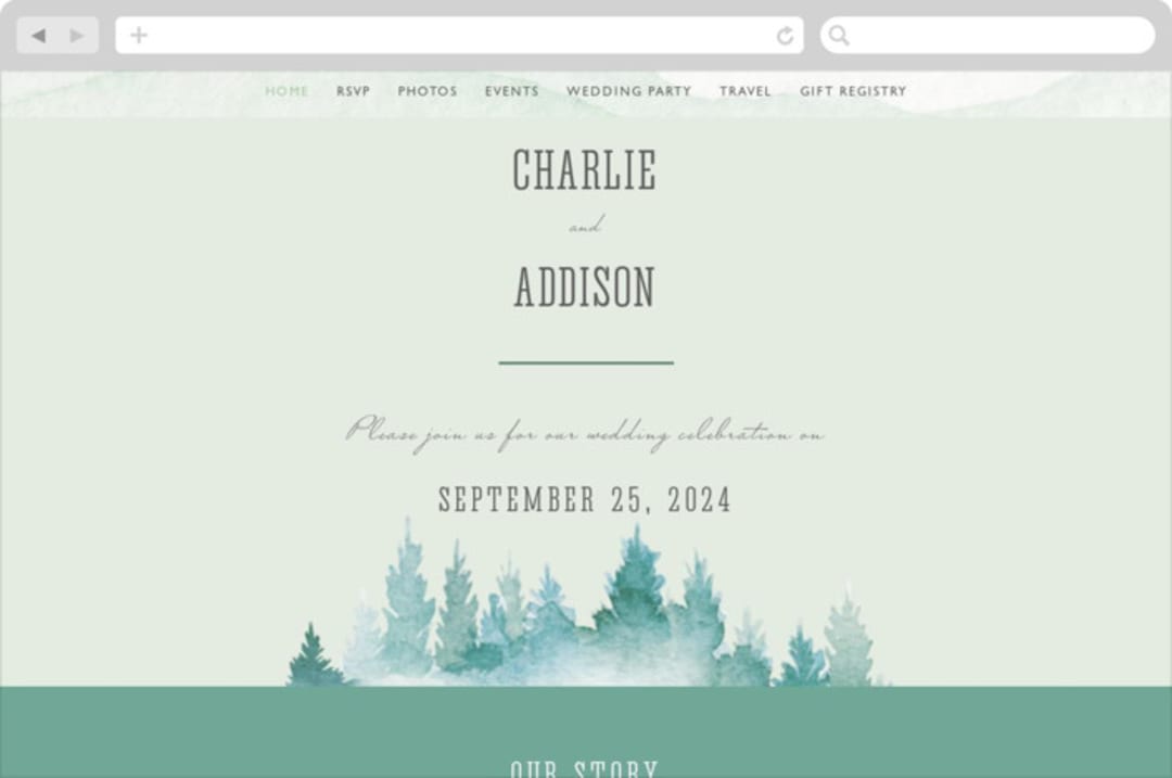 "Forest air" - Wedding Website in Aqua by Yuliya Evseeva - Desktop Design