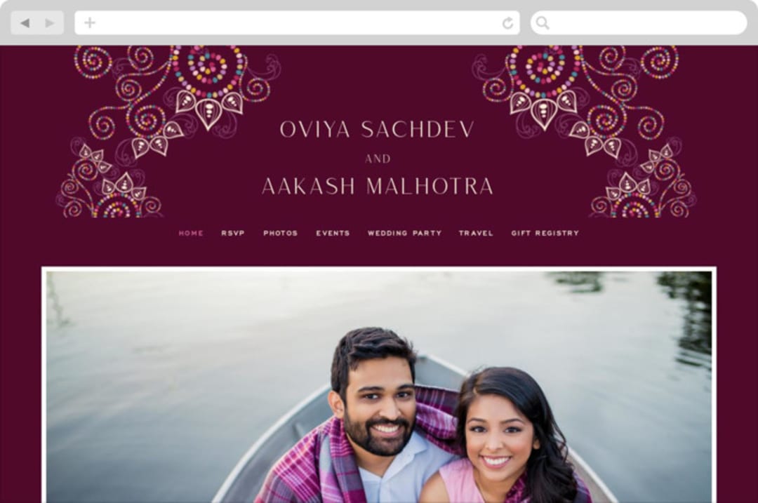 "Henna" - Wedding Website in Mixed Berry by fatfatin - Desktop Design