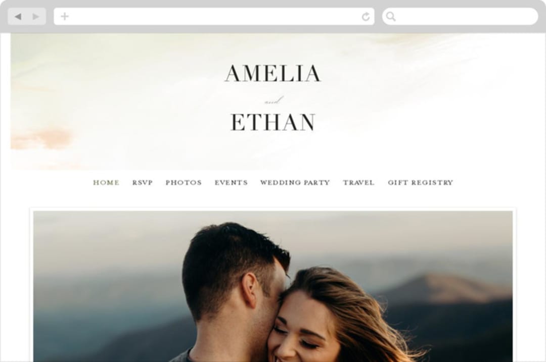 "Pastel Sky" - Wedding Website in Moss by Hannah Williams - Desktop Design