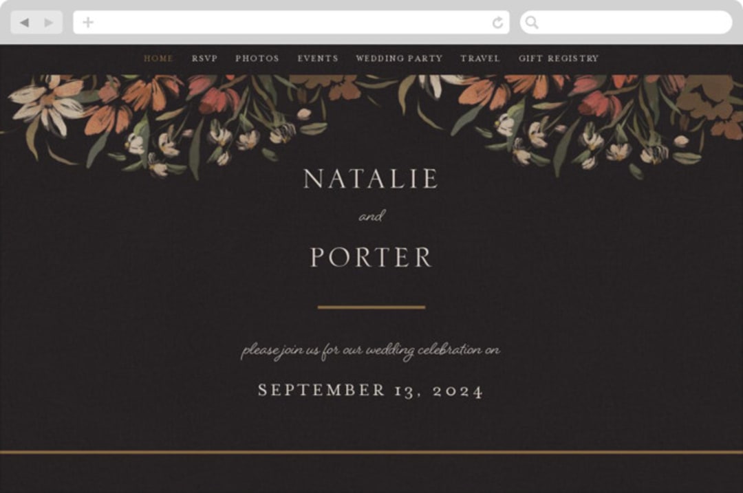 "Fall Garden Bouquet" - Wedding Website in Rust by Grace Kreinbrink - Desktop Design