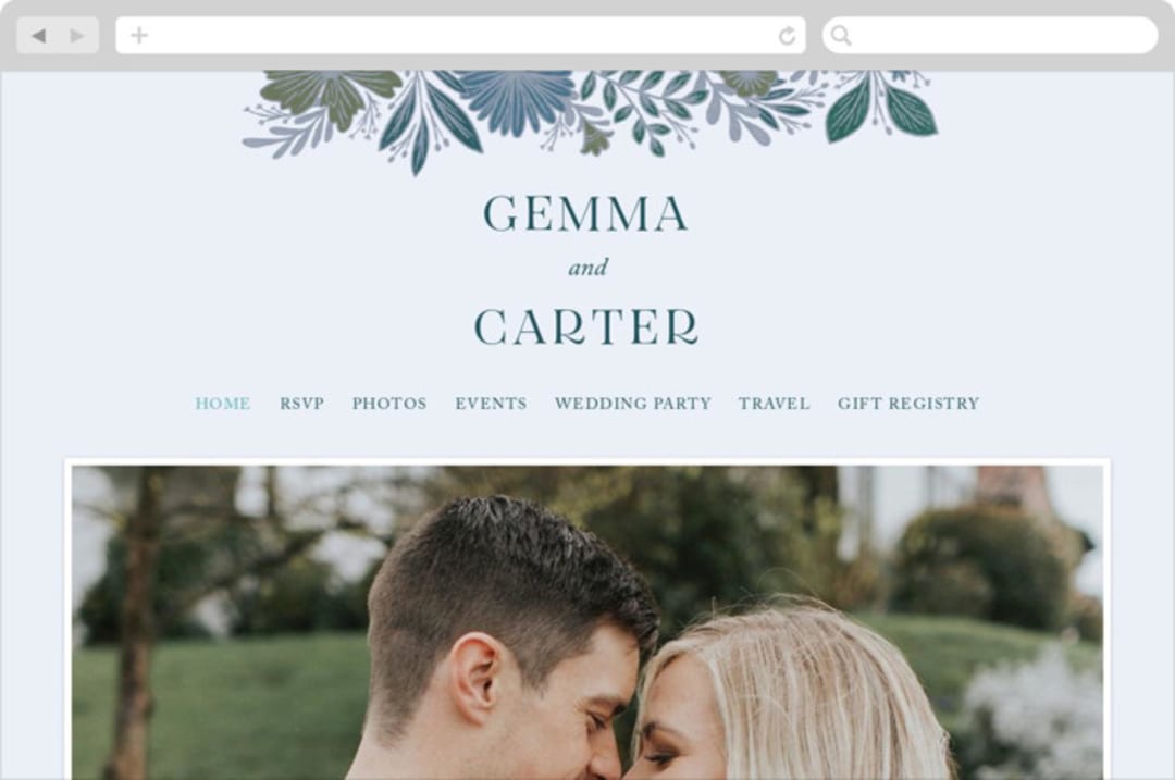 "Flourish" - Wedding Website in Bluemoon by Jen Owens - Desktop Design