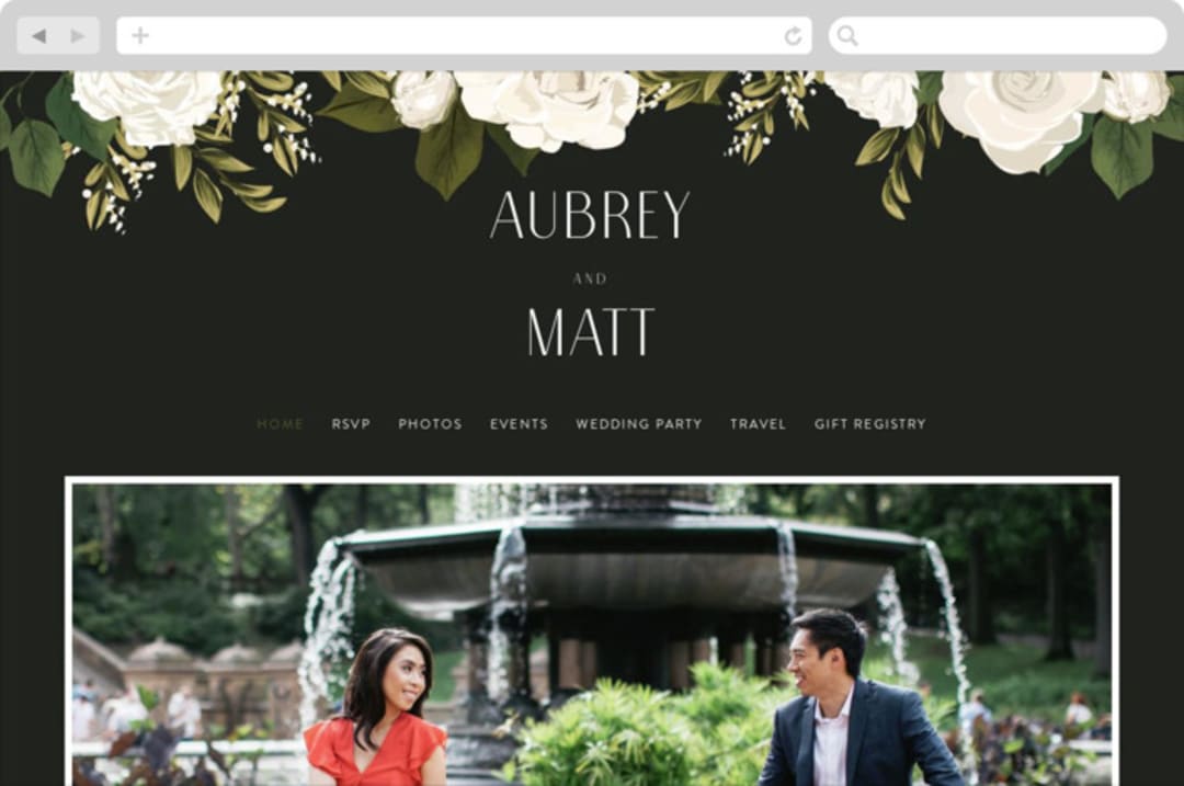 "Rose Garden" - Wedding Website in Porcelain by Susan Moyal - Desktop Design
