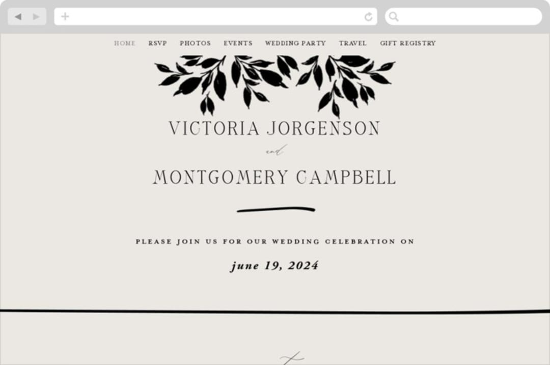 "Elegant Classic" - Wedding Website in Tuxedo by Wildfield Paper Co - Desktop Design