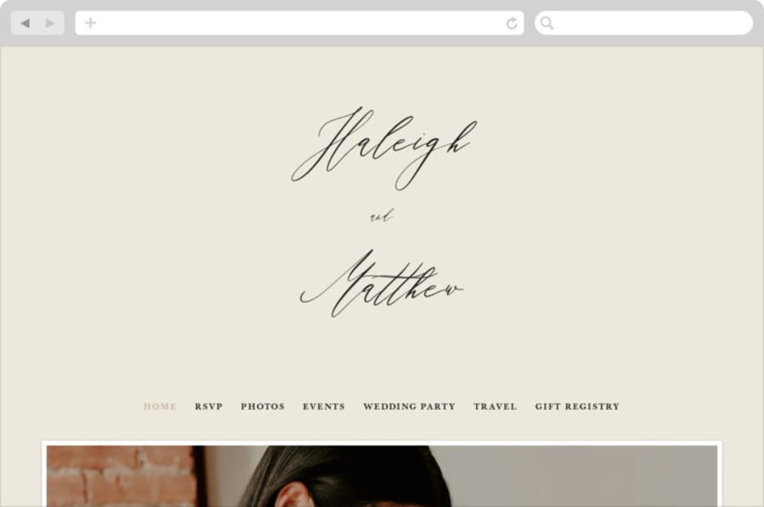 "Tilted Script" - Wedding Website in Ivory by Hannah Williams - Desktop Design