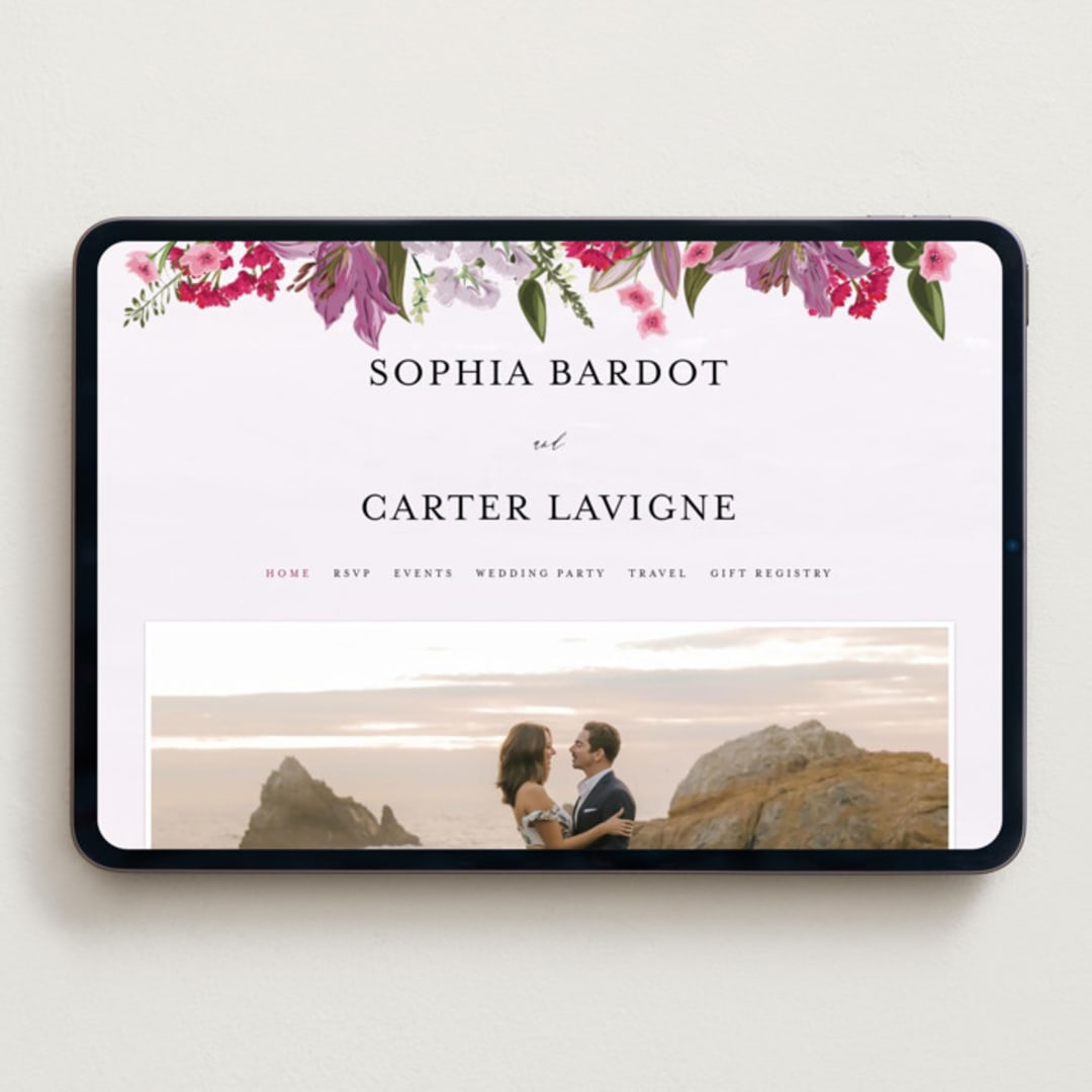 "Gather" - Wedding Website in Lilac by Susan Moyal - Desktop Design
