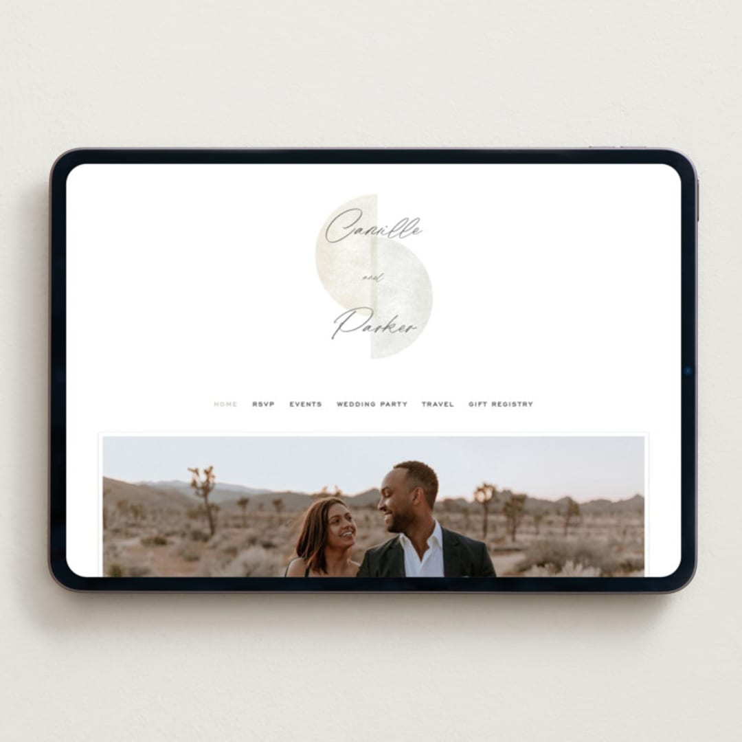 "Camille" - Wedding Website in Stone by Jackie Crawford - Desktop Design