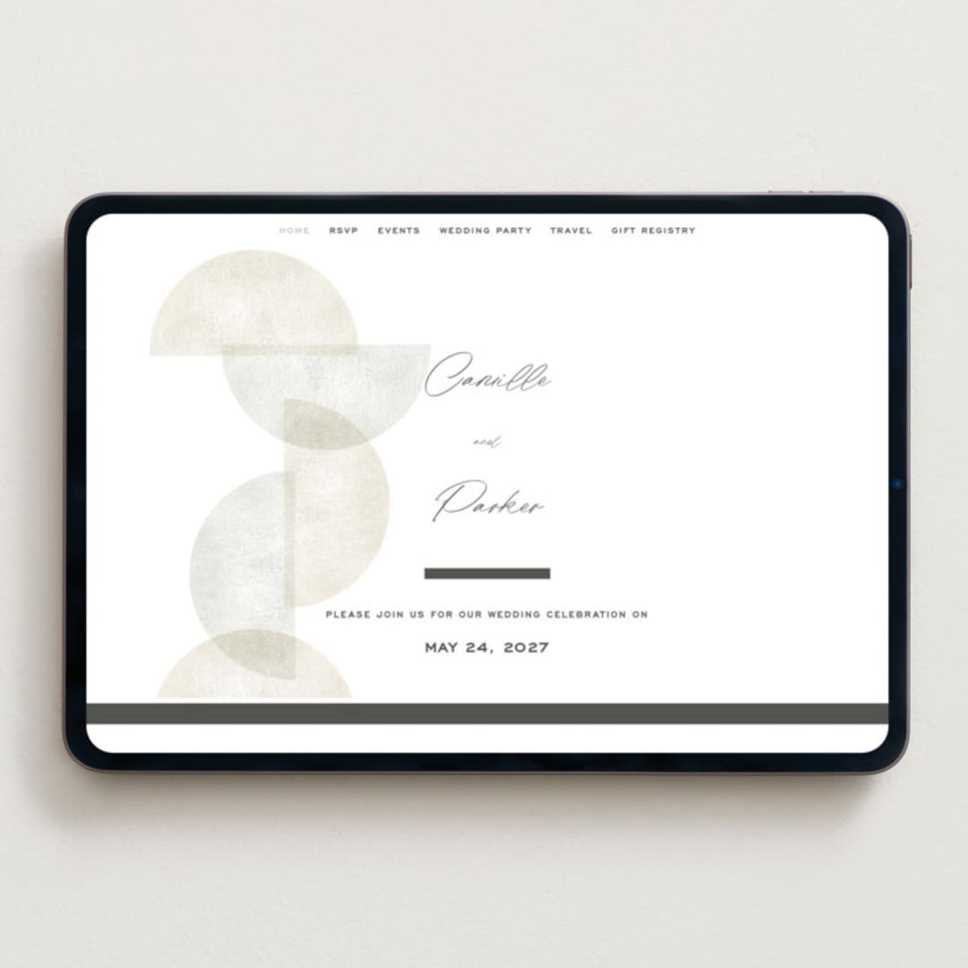 "Camille" - Wedding Website in Stone by Jackie Crawford - Desktop Design