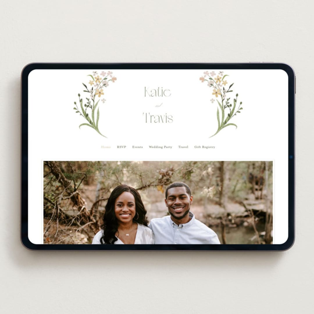 "delicate buds" - Wedding Website in Olive by Jennifer Wick - Desktop Design