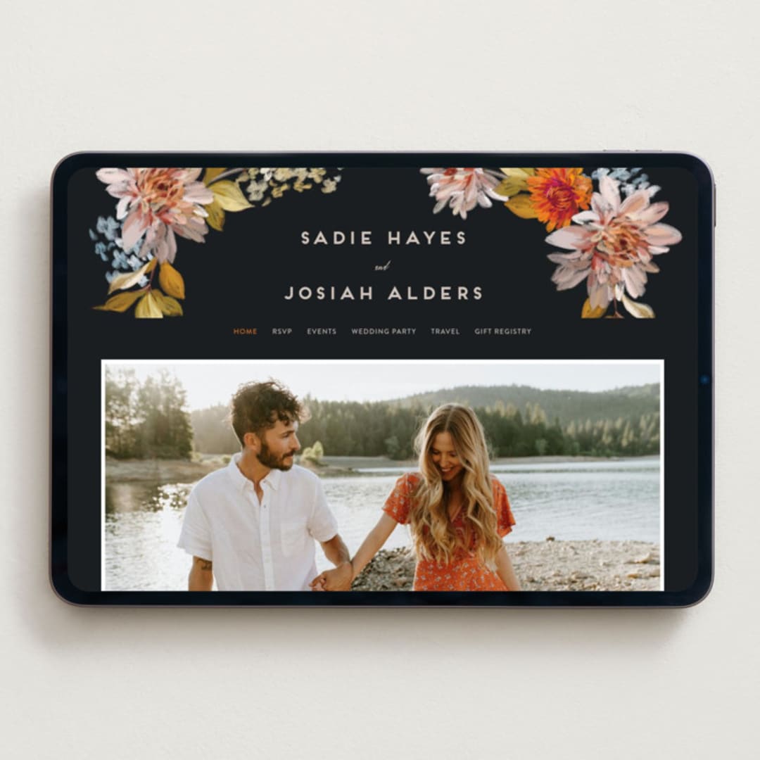 "Dahlia Season" - Wedding Website in Navy by Olivia Kanaley Inman - Desktop Design