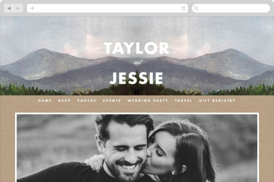 "Adventure Begins" - Wedding Website in Forest by Elly - Desktop Design