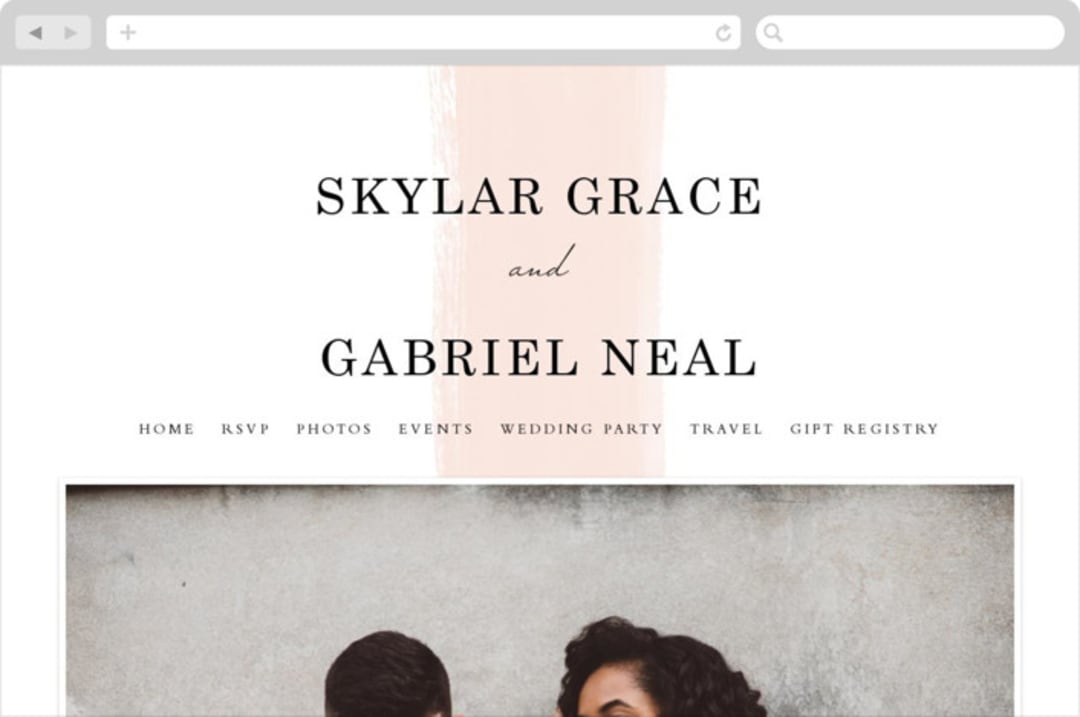 "Single Swath" - Wedding Website in Blush by Angela Marzuki - Desktop Design