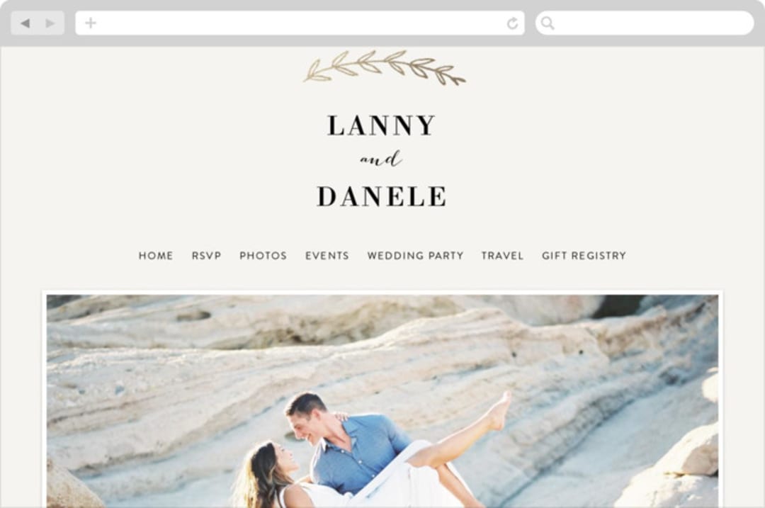 "Elegant Announcement" - Wedding Website in Vanilla by Kelly Schmidt - Desktop Design