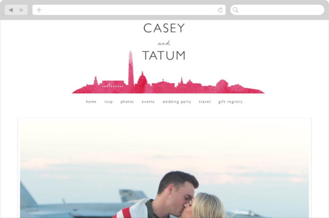 "Skyline - Washington DC" - Wedding Website in Magenta by Laura Condouris - Desktop Design