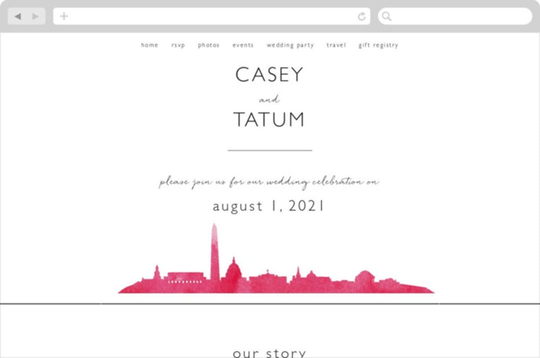 "Skyline - Washington DC" - Wedding Website in Magenta by Laura Condouris - Desktop Design