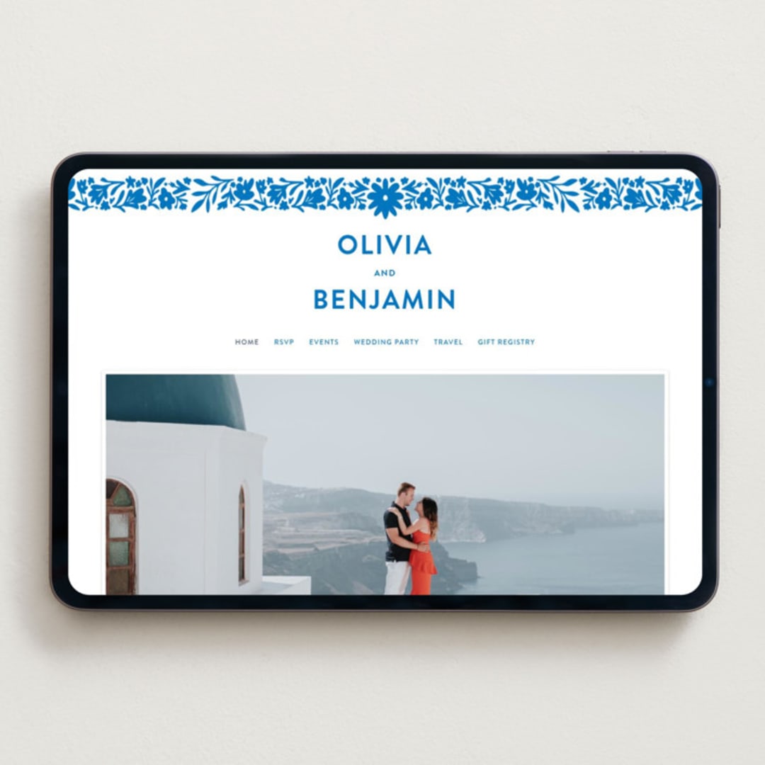 "floral stamp" - Wedding Website in Sapphire by Stephanie Hawkes - Desktop Design