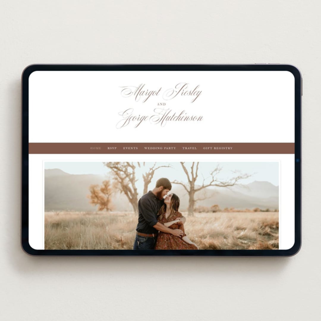 "Lombardy" - Wedding Website in Burnt Sienna by Megan Davis - Desktop Design