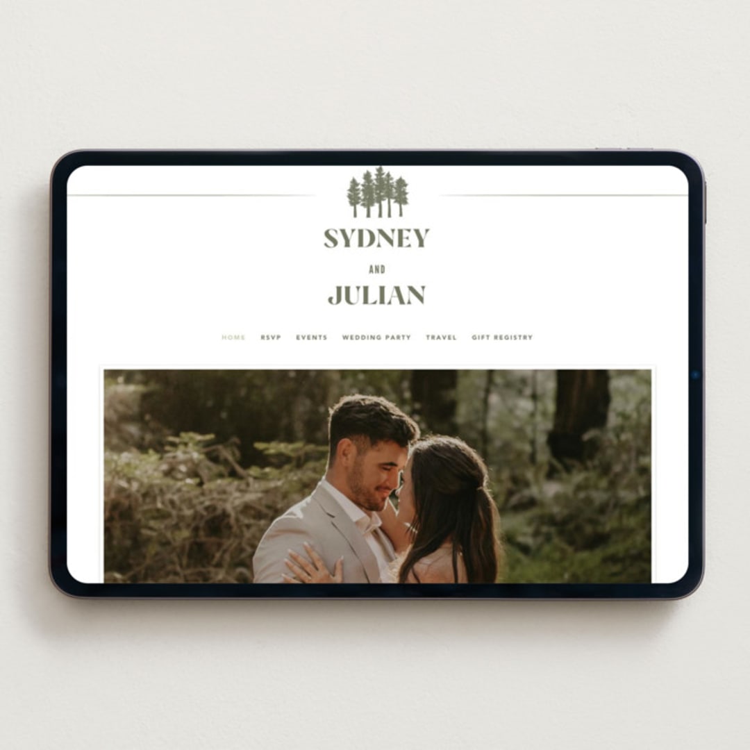 "Sequoia" - Wedding Website in Moss by Robert and Stella - Desktop Design
