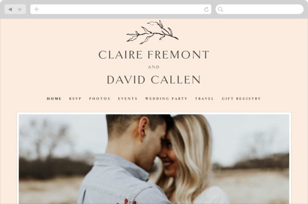 "Sketch" - Wedding Website in Blush Dust by Sara Hicks Malone - Desktop Design