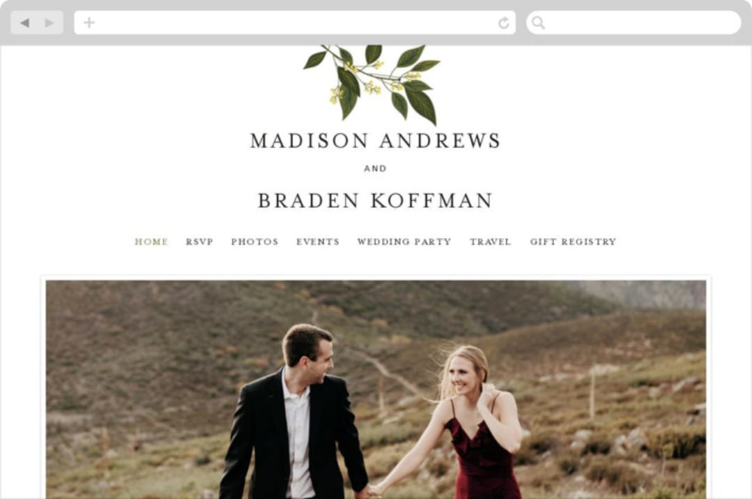 "Conservatory" - Wedding Website in Honeysuckle by Jennifer Postorino - Desktop Design