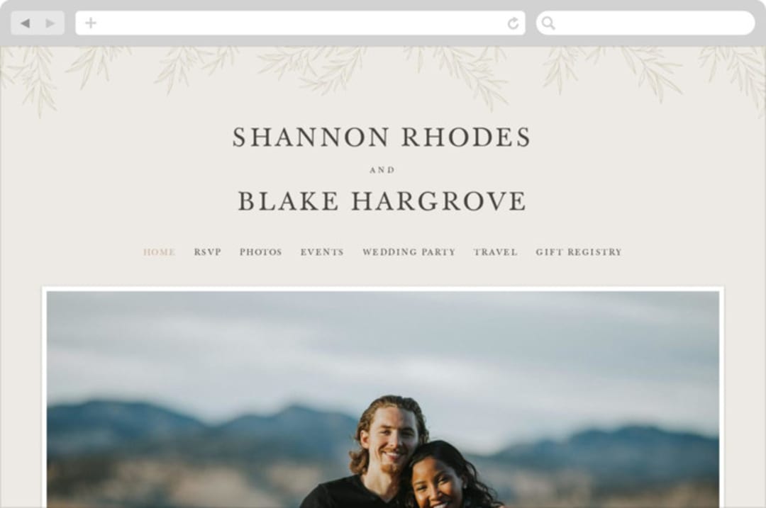 "Herb Garden" - Wedding Website in Taupe by Sarah Brown - Desktop Design