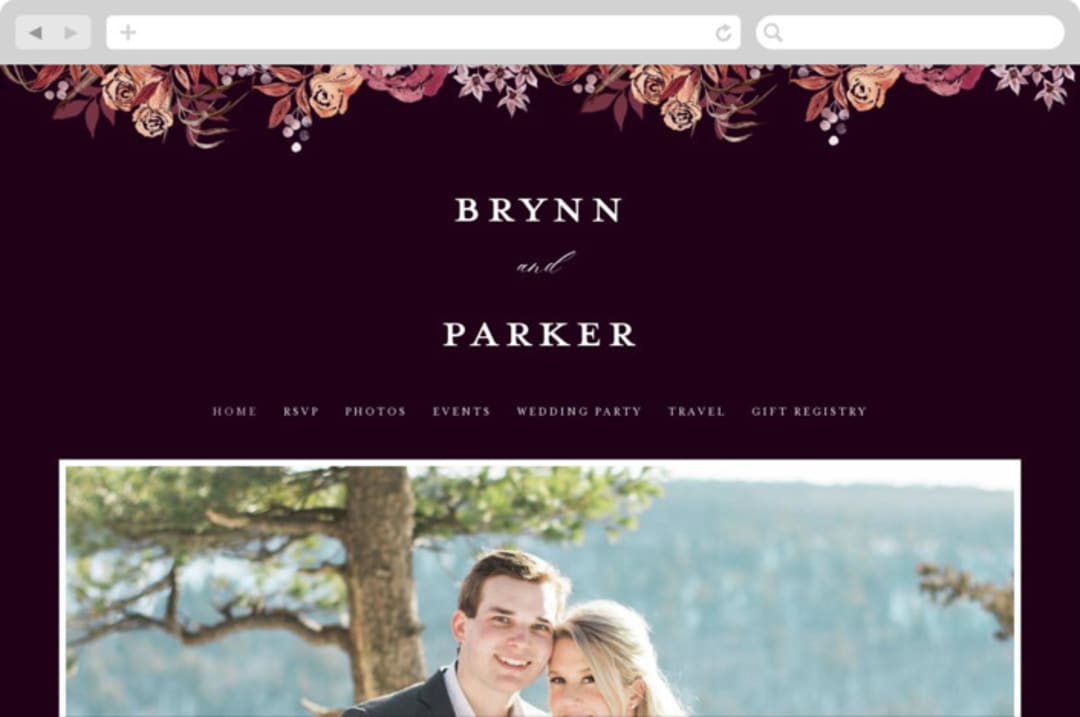 "Fall Floral" - Wedding Website in Mauve by Alethea and Ruth - Desktop Design