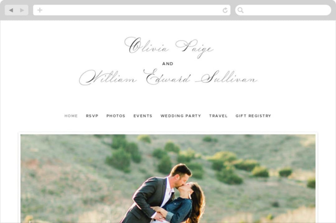 "Elegant Crest" - Wedding Website in Stone by Ariel Rutland - Desktop Design