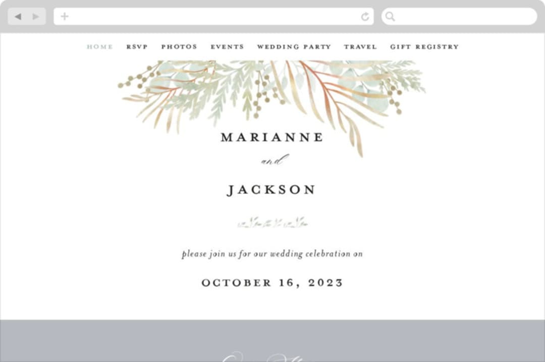 "In The Fall" - Wedding Website in Slate by Ashlee Townsend - Desktop Design
