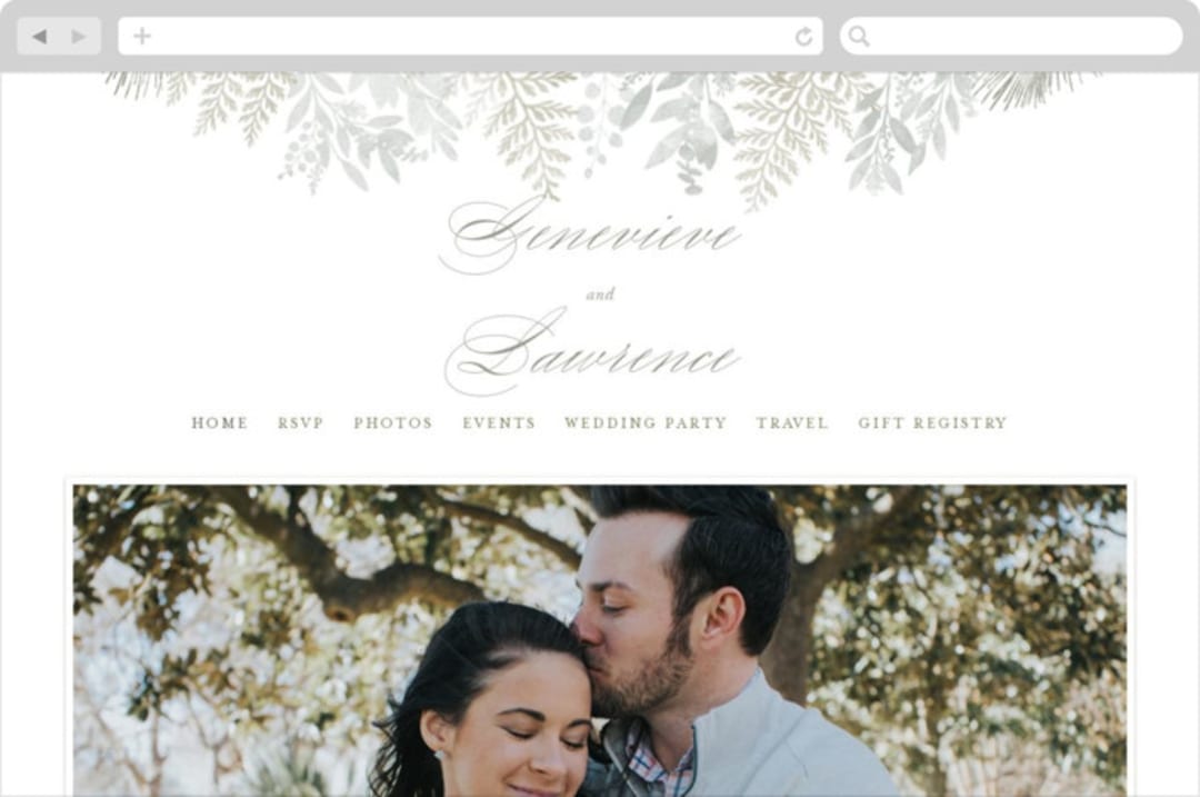 "Dear Greenery" - Wedding Website in Eucalyptos by Hooray Creative - Desktop Design