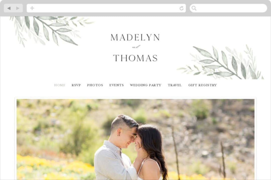 "Sweeping" - Wedding Website in Linen by Carolyn Nicks - Desktop Design