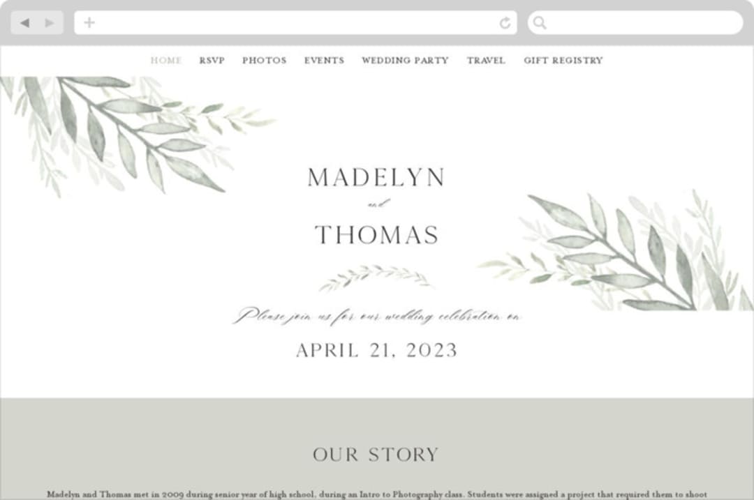 "Sweeping" - Wedding Website in Linen by Carolyn Nicks - Desktop Design