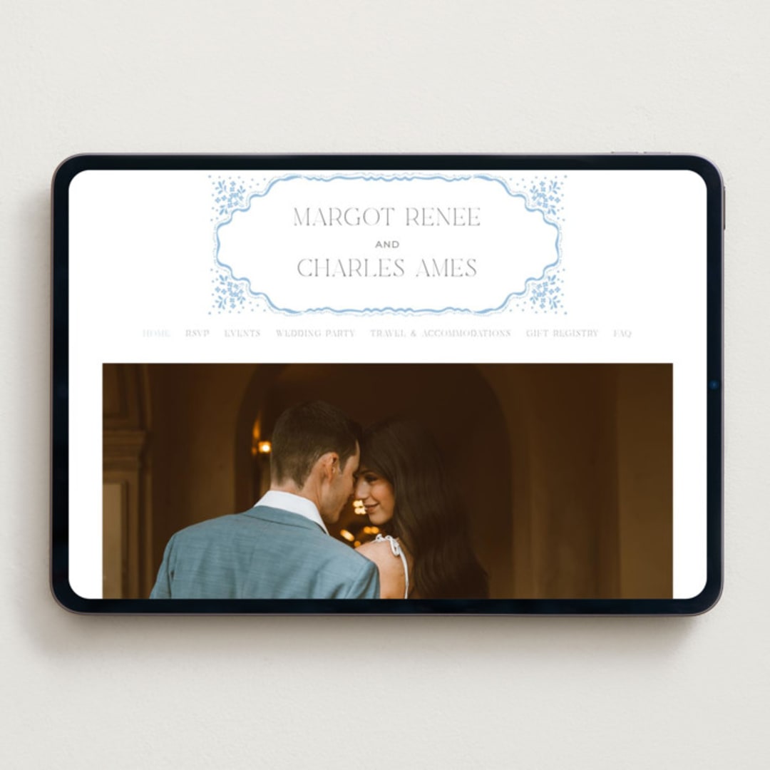 "Margot" - Wedding Website in Powder by Erin L. Wilson - Desktop Design