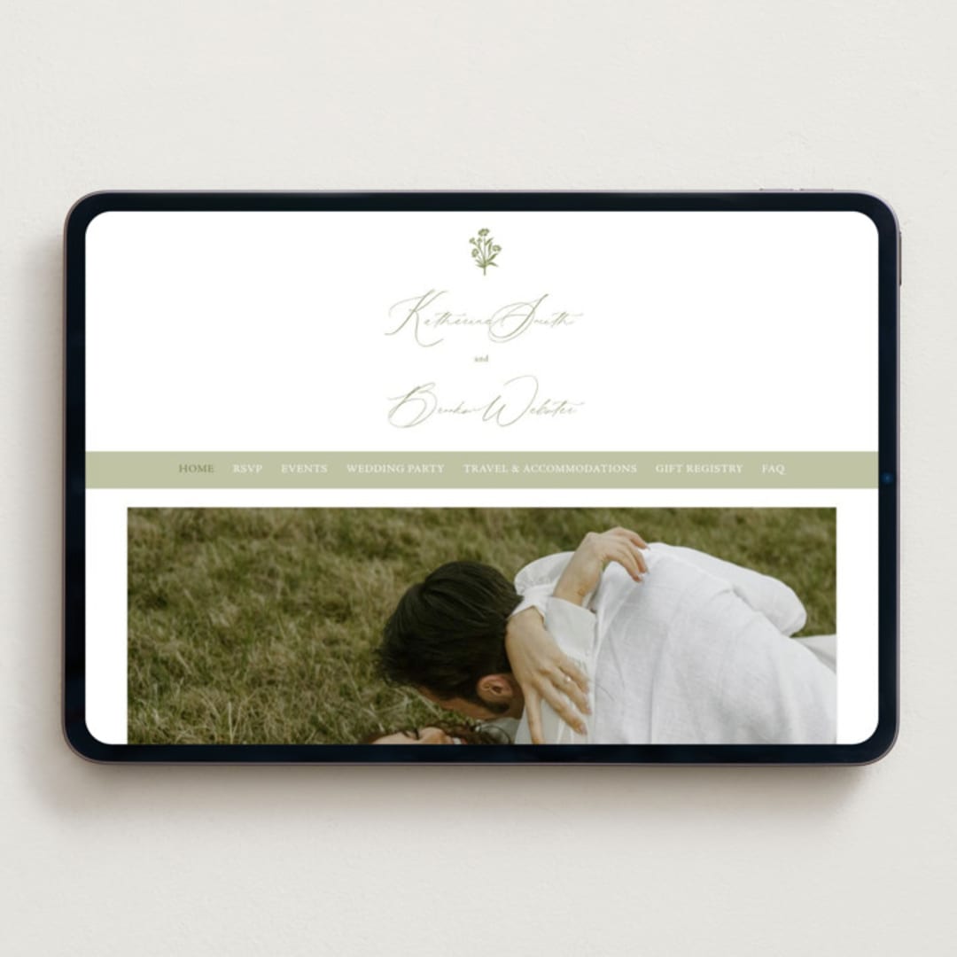 "Posy" - Wedding Website in Pistachio by Olivia Raufman - Desktop Design