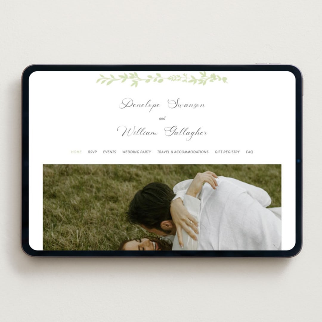 "Flower Garden" - Wedding Website in Tea Green by Susan Moyal - Desktop Design