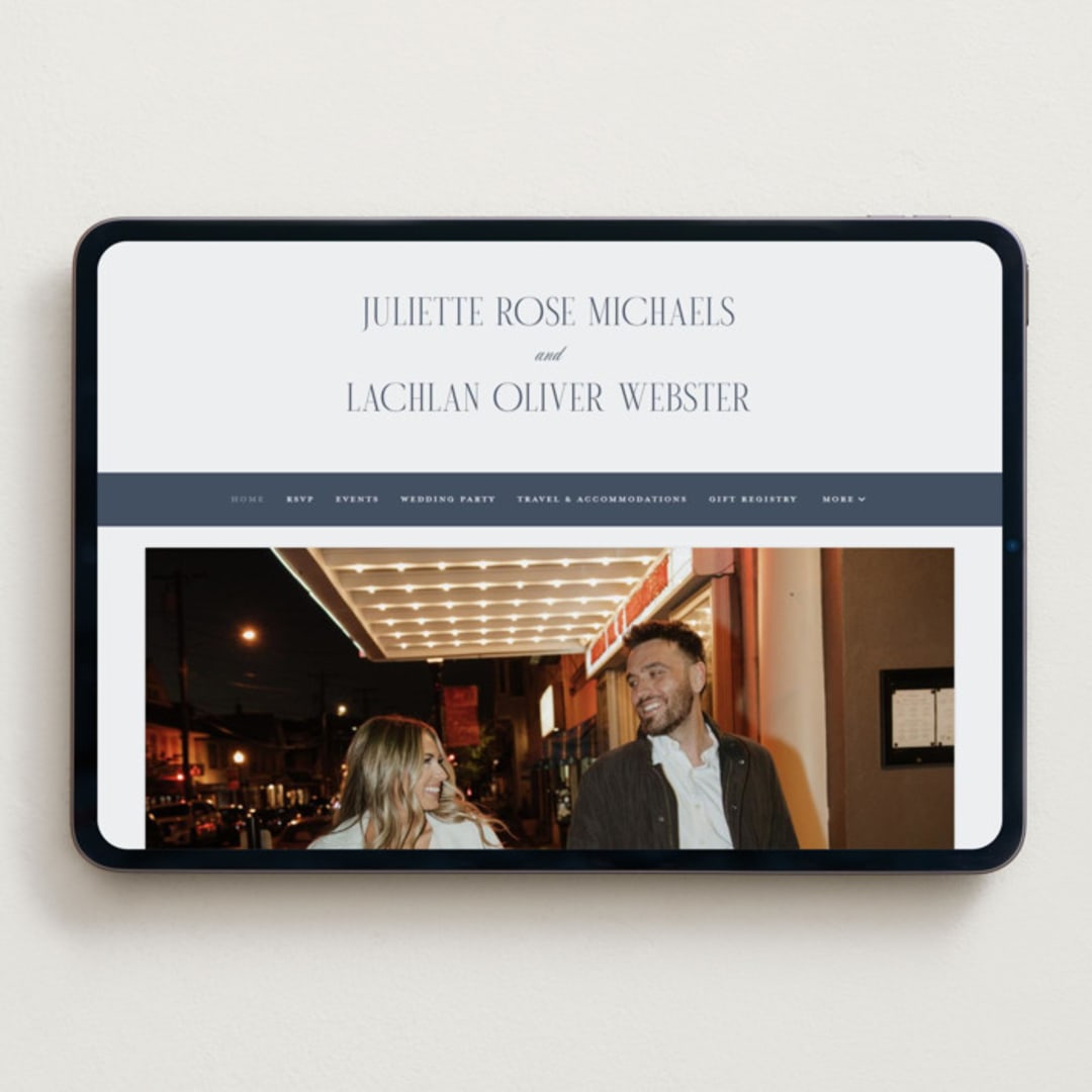 "London" - Wedding Website in Aegean by Hudson meet Rose - Desktop Design