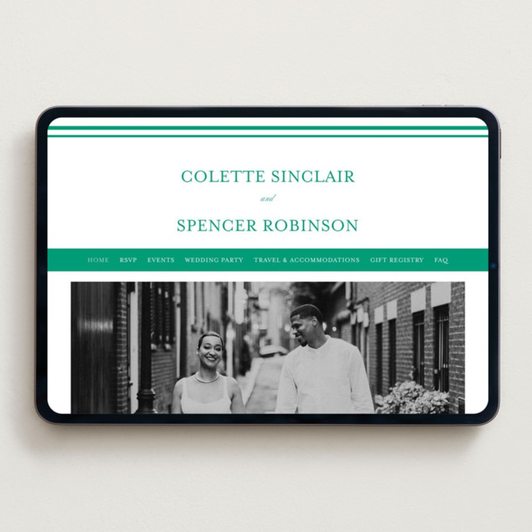 "Hartford" - Wedding Website in Shamrock by Olivia Raufman - Desktop Design