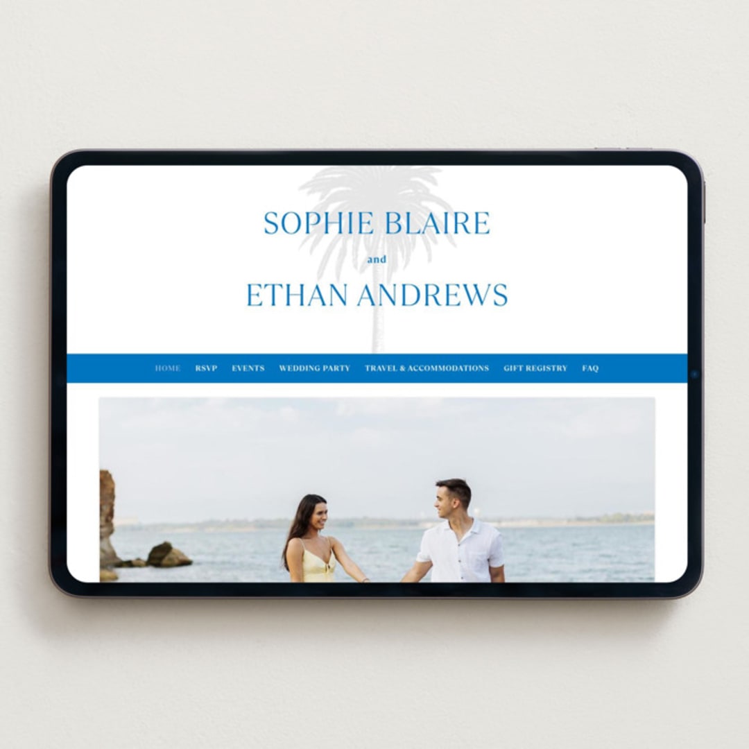 "Palm Tree" - Wedding Website in Sapphire by Kaydi Bishop - Desktop Design