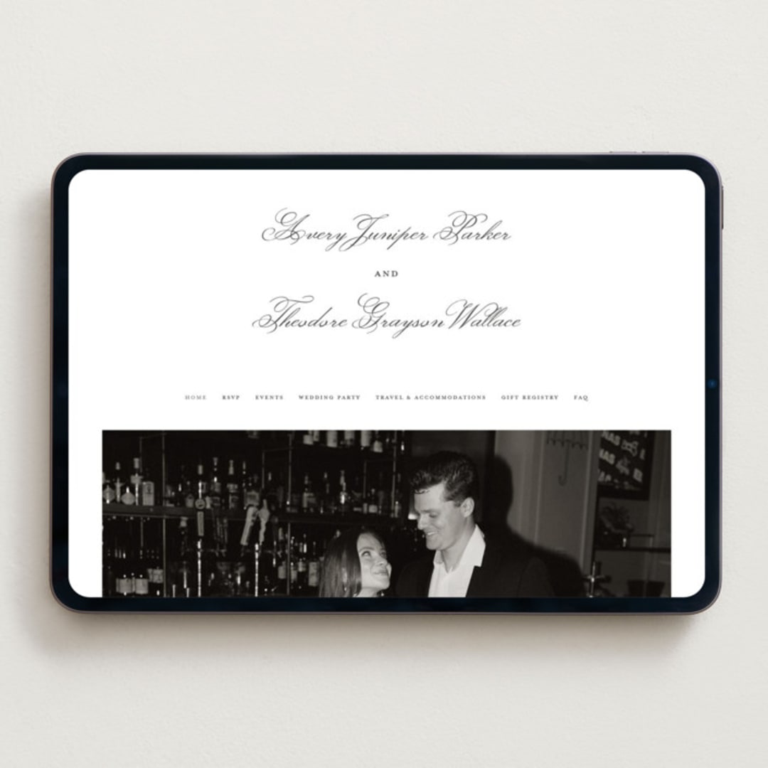 "Bliss" - Wedding Website in Soft Black by Kelly Watkins - Desktop Design