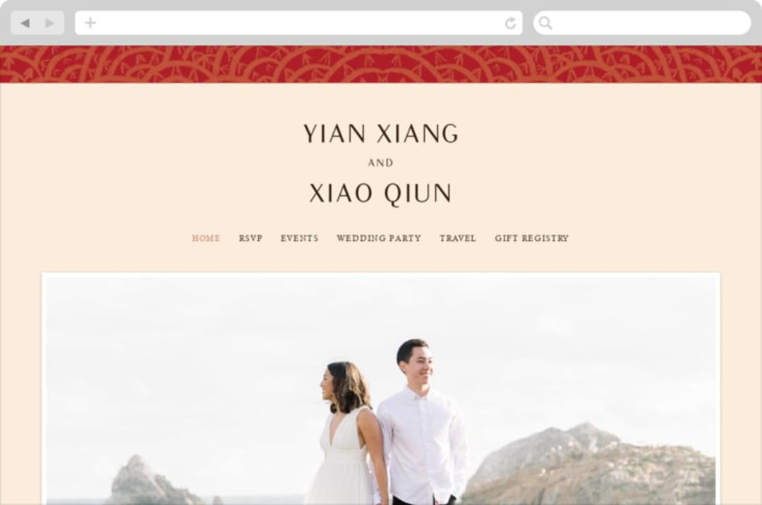 "Mizu Pattern" - Wedding Website in Ruby by Kanika Mathur - Desktop Design