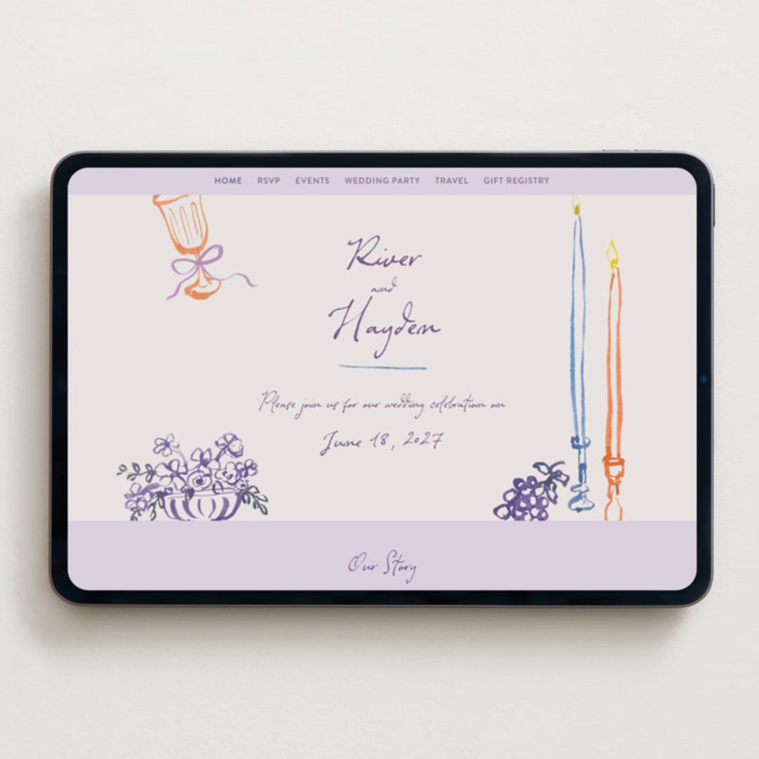 "tablescape drawing" - Wedding Website in Hydrangea by Cass Loh - Desktop Design