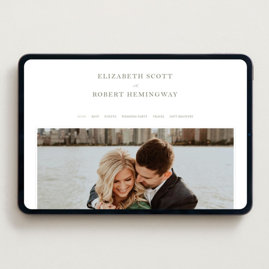 "Bevel" - Wedding Website in Moss by Megan Davis - Desktop Design