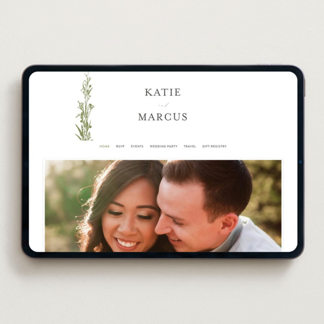"Gathered" - Wedding Website in Pistachio by Susan Moyal - Desktop Design