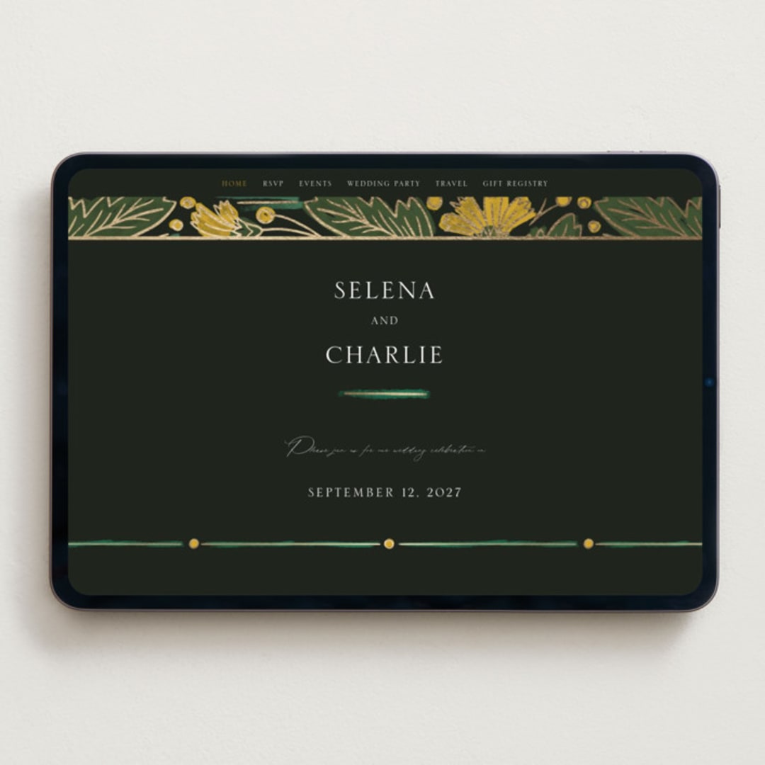 "Embellished" - Wedding Website in Buttercup by Jen Owens - Desktop Design