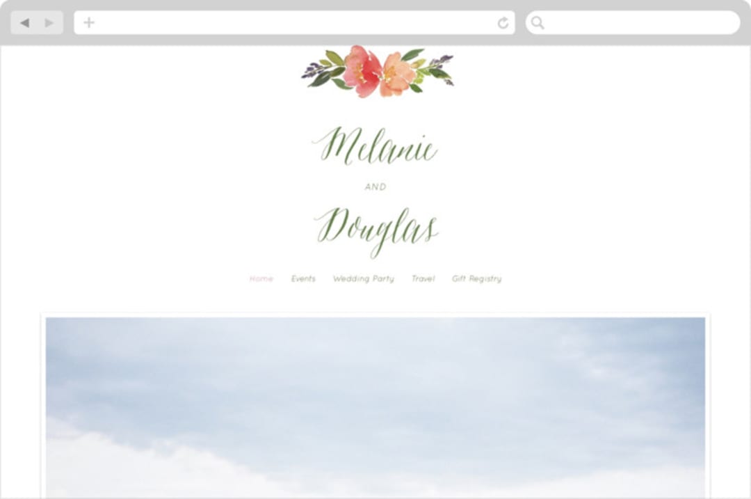 "Watercolor Floral" - Wedding Website in Olive by Yao Cheng Design - Desktop Design