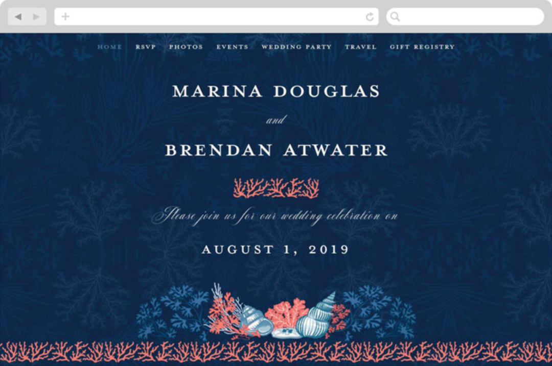 "Deep Blue" - Wedding Website in Deep Blue by Paper Sun Studio - Desktop Design