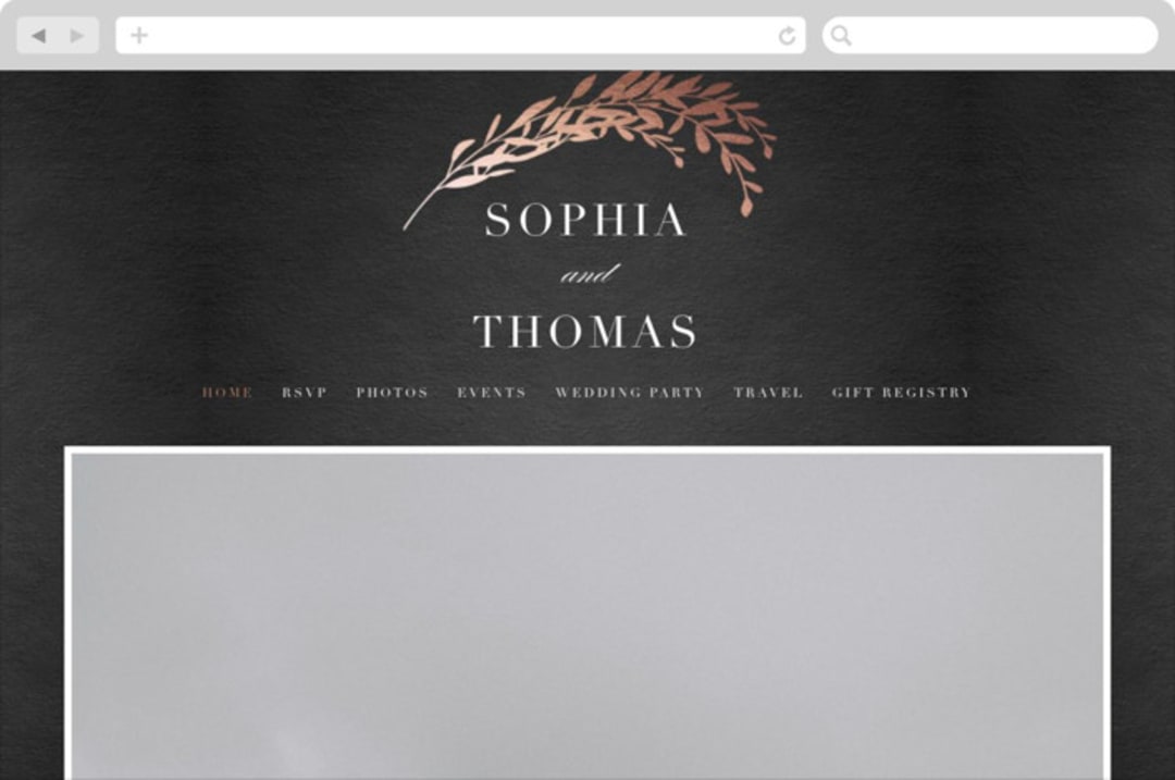 "Lux branch" - Wedding Website in Papper by Stacey Meacham - Desktop Design